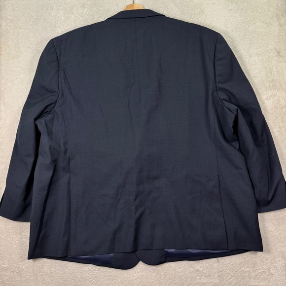 Pronto Uomo Platinum Mens 60R Big & Tall Navy Blue Wool Suit Jacket Blazer EUC - Picture 9 of 12